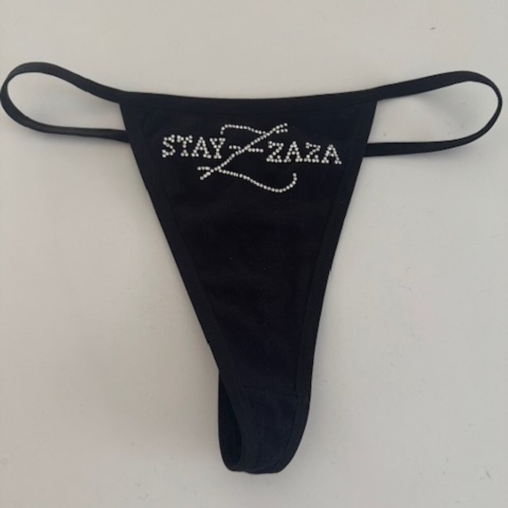 Zaza Hotel Thong black with crystal embellishment